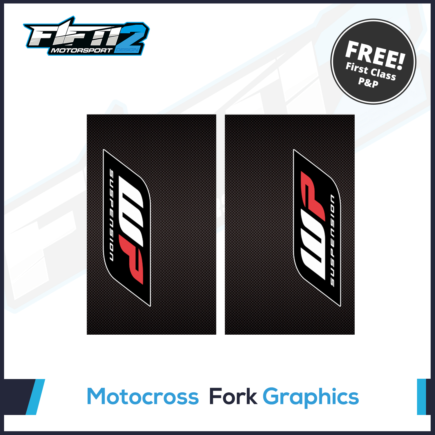 WP Carbon Upper Suspension Fork Decals Stickers Graphics Motocross Moto